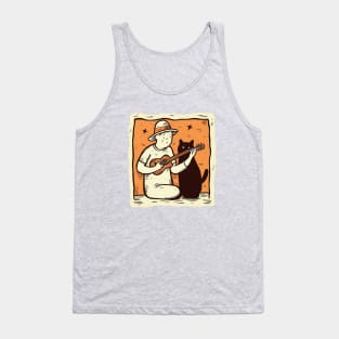 Guy plays guitar for a cat Tank Top